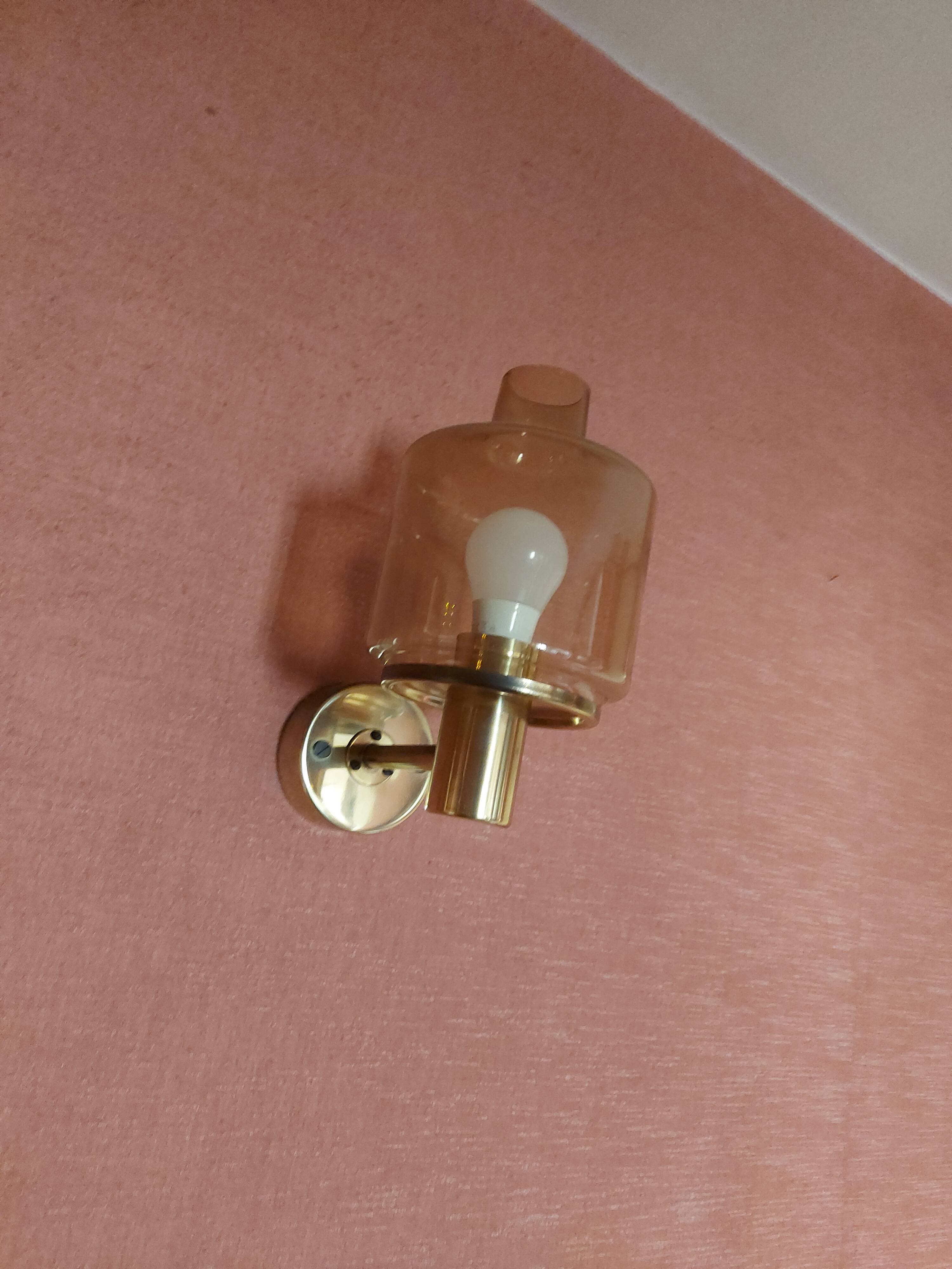 Pair of 60'S brass wall lamps, Hans Agne Jakobsson, model V212A