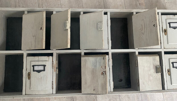 Row of old mailboxes