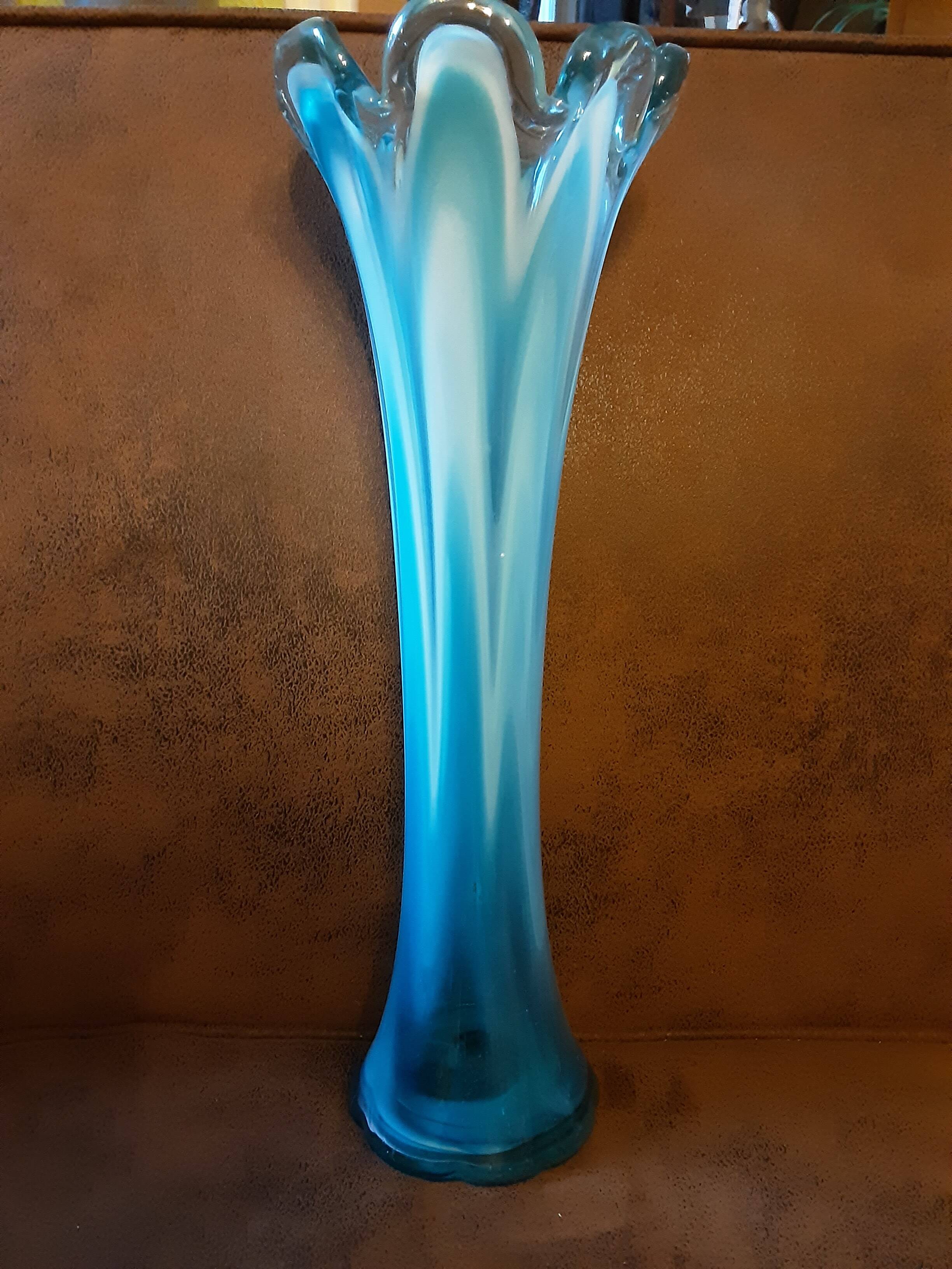 Large turquoise opaline crystal vase