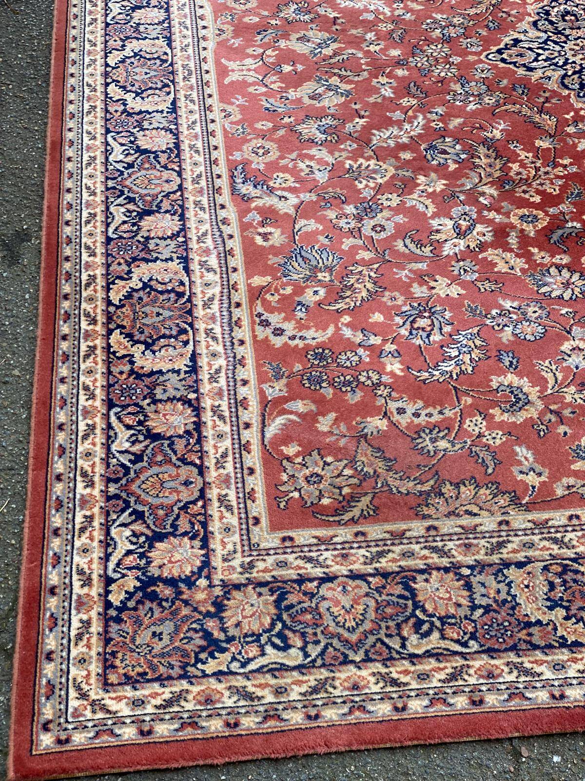 Saint Maclou Persian rug with flowers, wool velvet, burgundy, 240x330