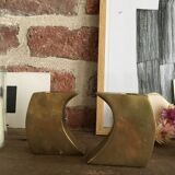 Pair of bronze candle holders by Monique Gerber