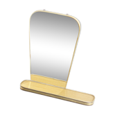 Miroir rétroviseur asymétrique couleur laiton avec tablette 30x32cm