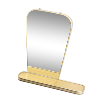 Miroir rétroviseur asymétrique couleur laiton avec tablette 30x32cm