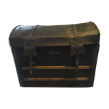Leather travel trunk
