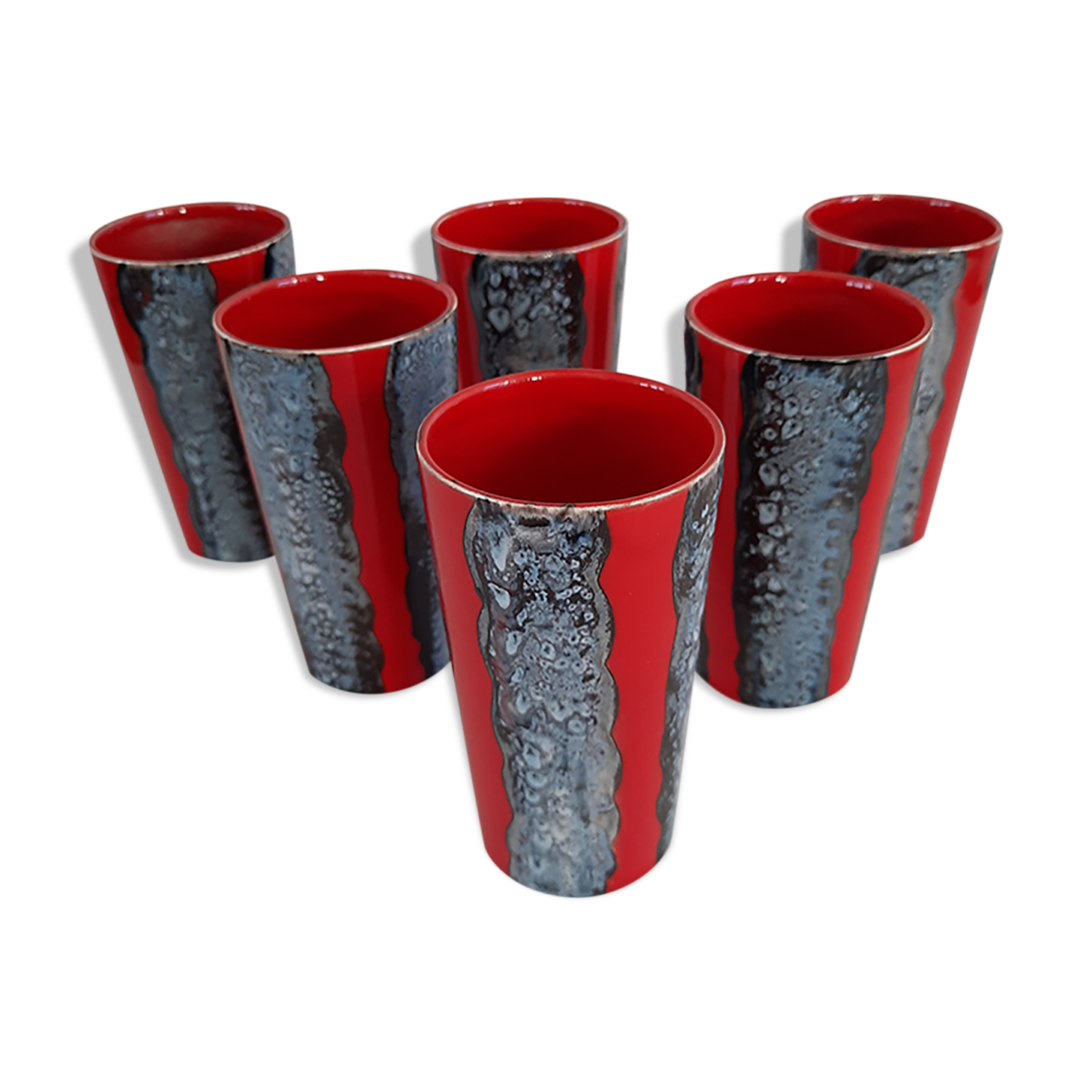 Series of 6 ceramic cups from vallauris