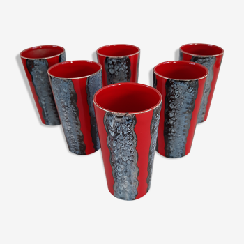 Series of 6 ceramic cups from vallauris