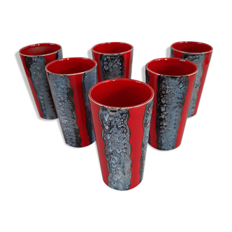 Series of 6 ceramic cups from vallauris