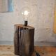Brutalist table lamp in solid oak