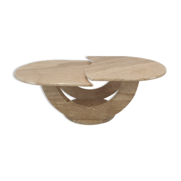 Table basse italienne en travertin, années 1980