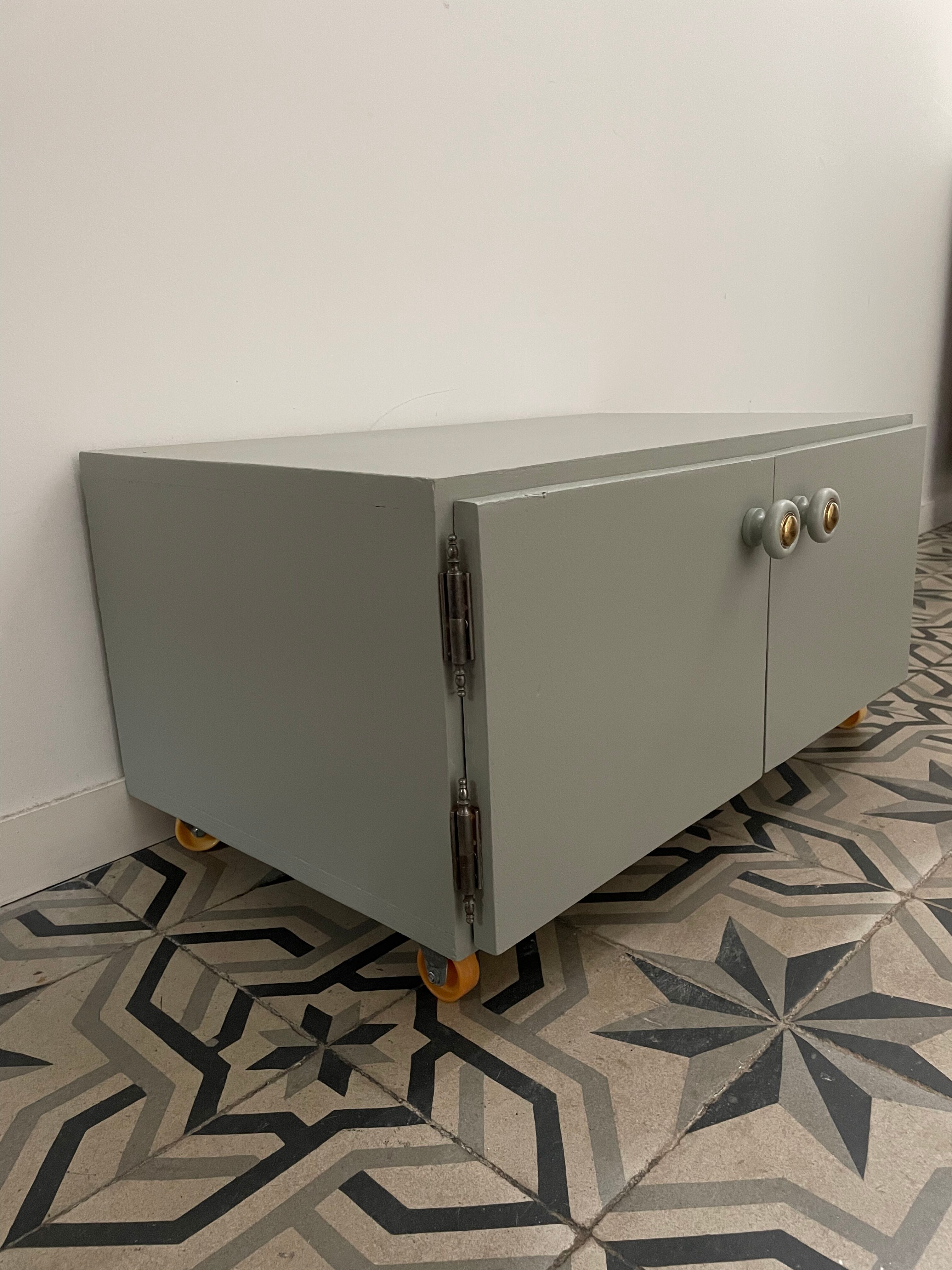 Antique low furniture restyled on wheels