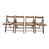 4 chaises en bois vintage vernis Pliables dessus totalement restaurées