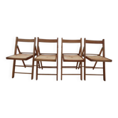 4 vintage varnished wooden chairs, folding tops, fully restored