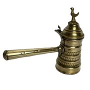 Brass dallah coffee pot with bird-shaped finial, 20th century.