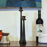 Brutalist wrought iron candle holder beaten