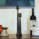 Brutalist wrought iron candle holder beaten