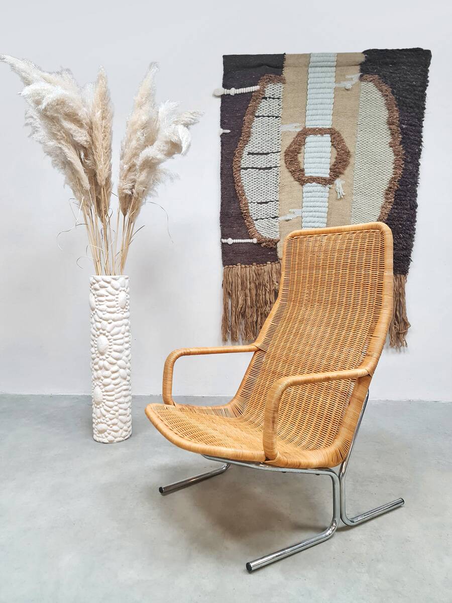 Vintage wicker lounge chair by Dutch designer Dirk van Sliedregt