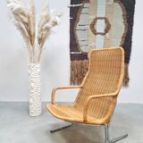 Vintage wicker lounge chair by Dutch designer Dirk van Sliedregt