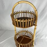 Art Deco style rattan work basket serving cart