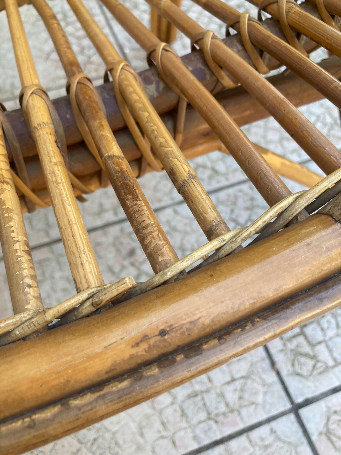Vintage shell rattan armchair