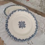 Set of 10 flat plates in s&g iron earth model greek blue 19th century