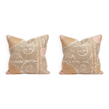 Lot de 2 housses de coussin brodées vintage 59x66 cm