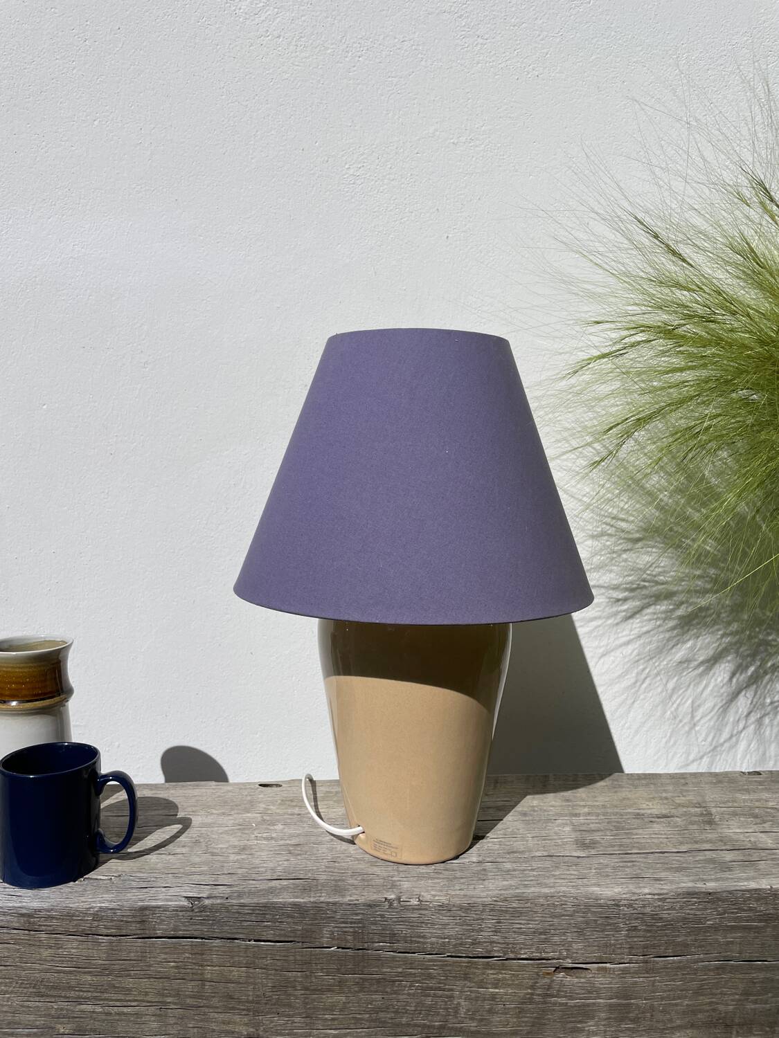 Beige ceramic lamp, Brussels factory, 1990