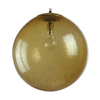 Suspension globe verre fume ambre bulle Peill & Putzler space age