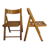 pair of pine folding chairs