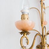 Pair of Pink Opaline Italian Wall Lamps