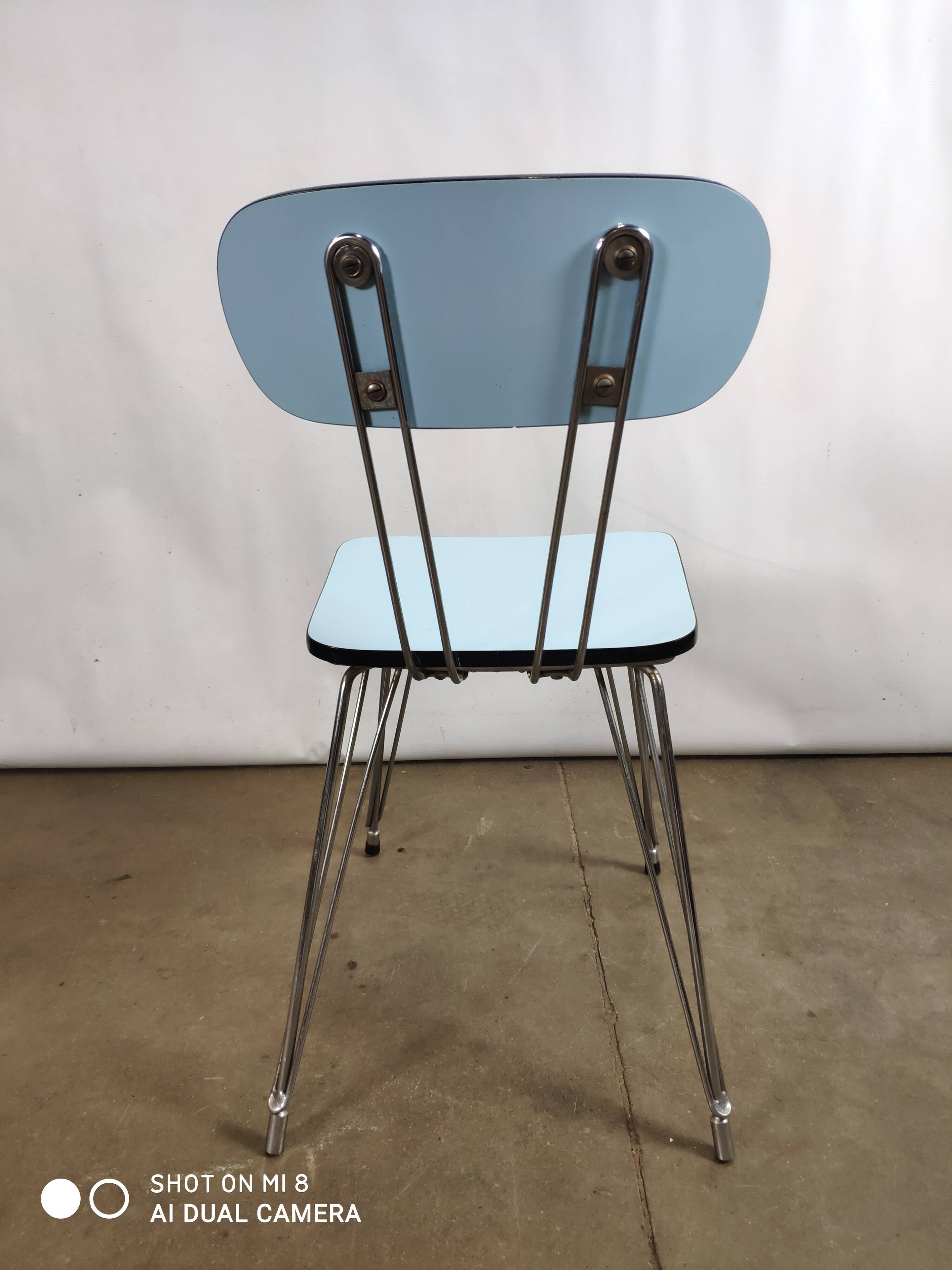 Eiffel foot blue formica chair