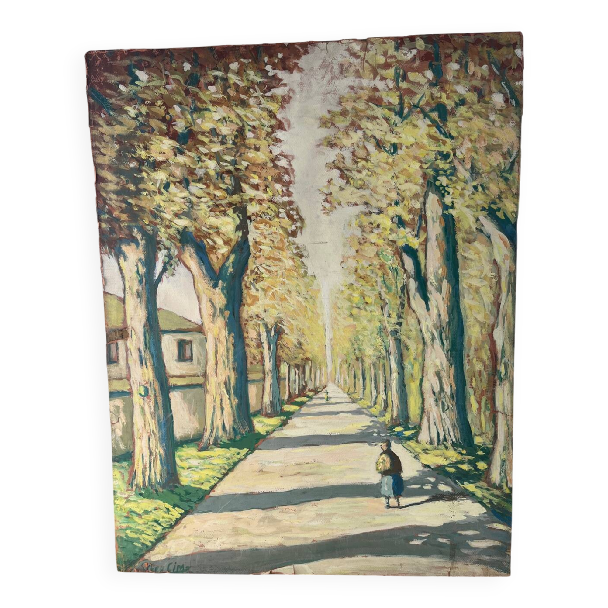 Bright walk, oil on paper signed Vero Cim.