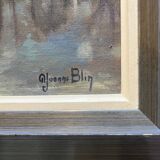 Painting HST Yvonne Blin ec. XX° "View of a mountain lake"