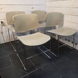 4 Max Stacker chairs in chrome metal from the 1970s.
