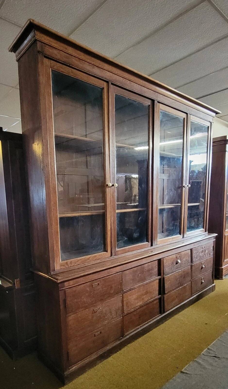 Large, generously sized solid oak display case