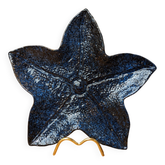 Assiette plat en forme d'étoile de mer bleu en céramique