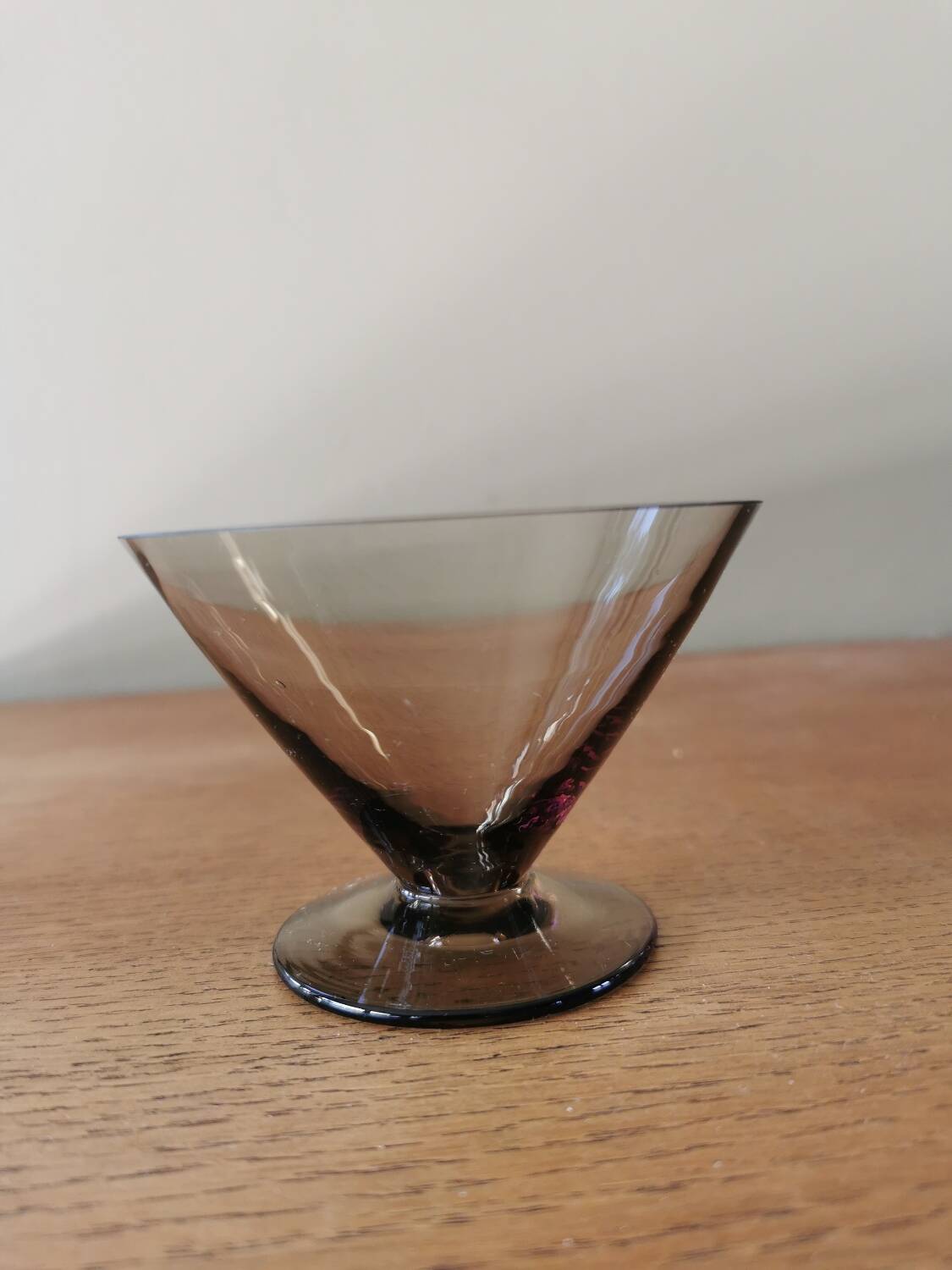 Set of 7 smoked glass art deco cups