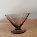 Set of 7 smoked glass art deco cups