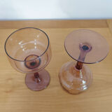 Lot 8 tinted blown glass wine glasses