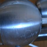 Pair of 70s space age eye ball chandeliers in brushed aluminum