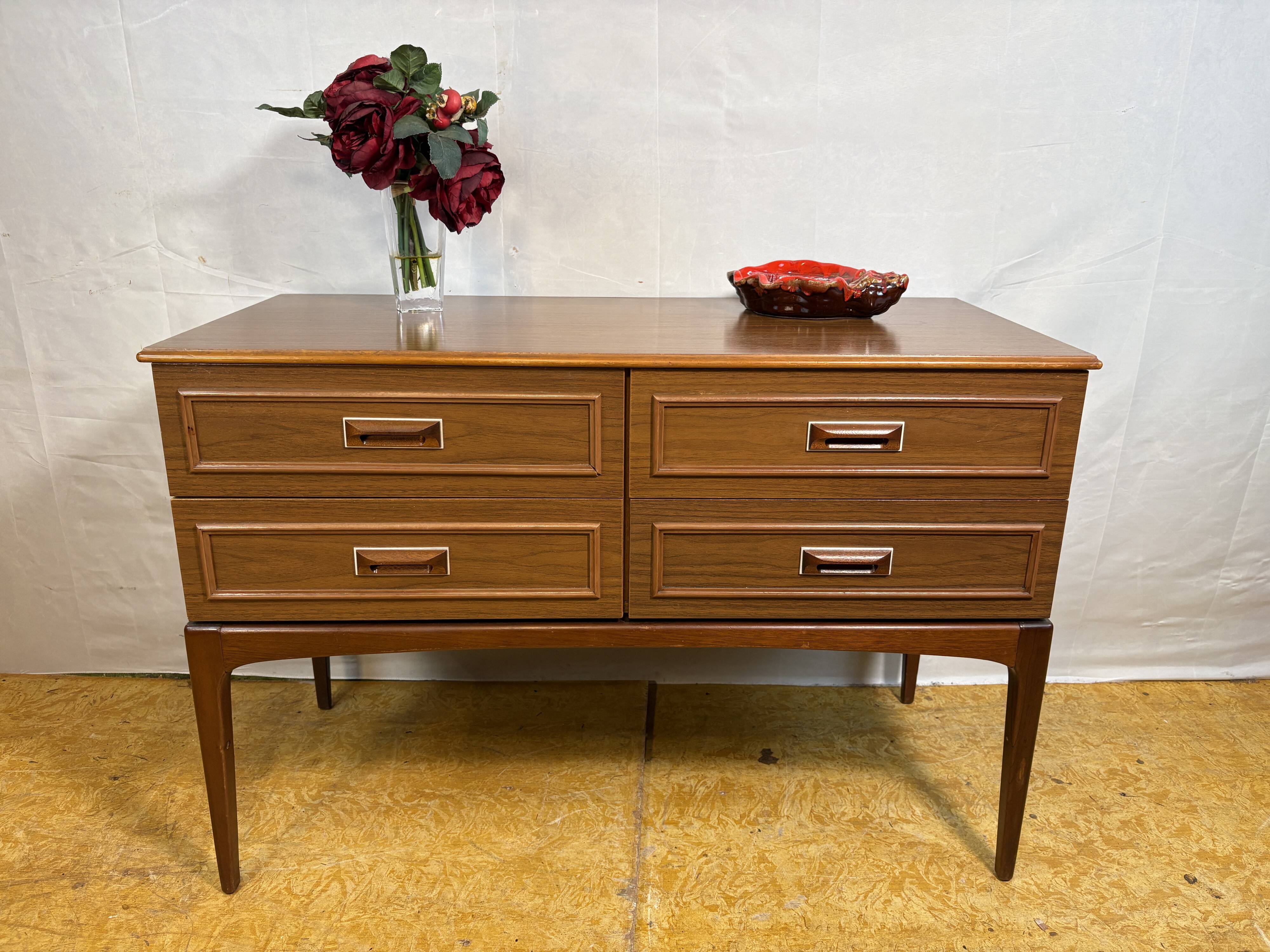 Mid-Century Retro Vintage Sideboard by Europa Furniture 1960  Four Drawers