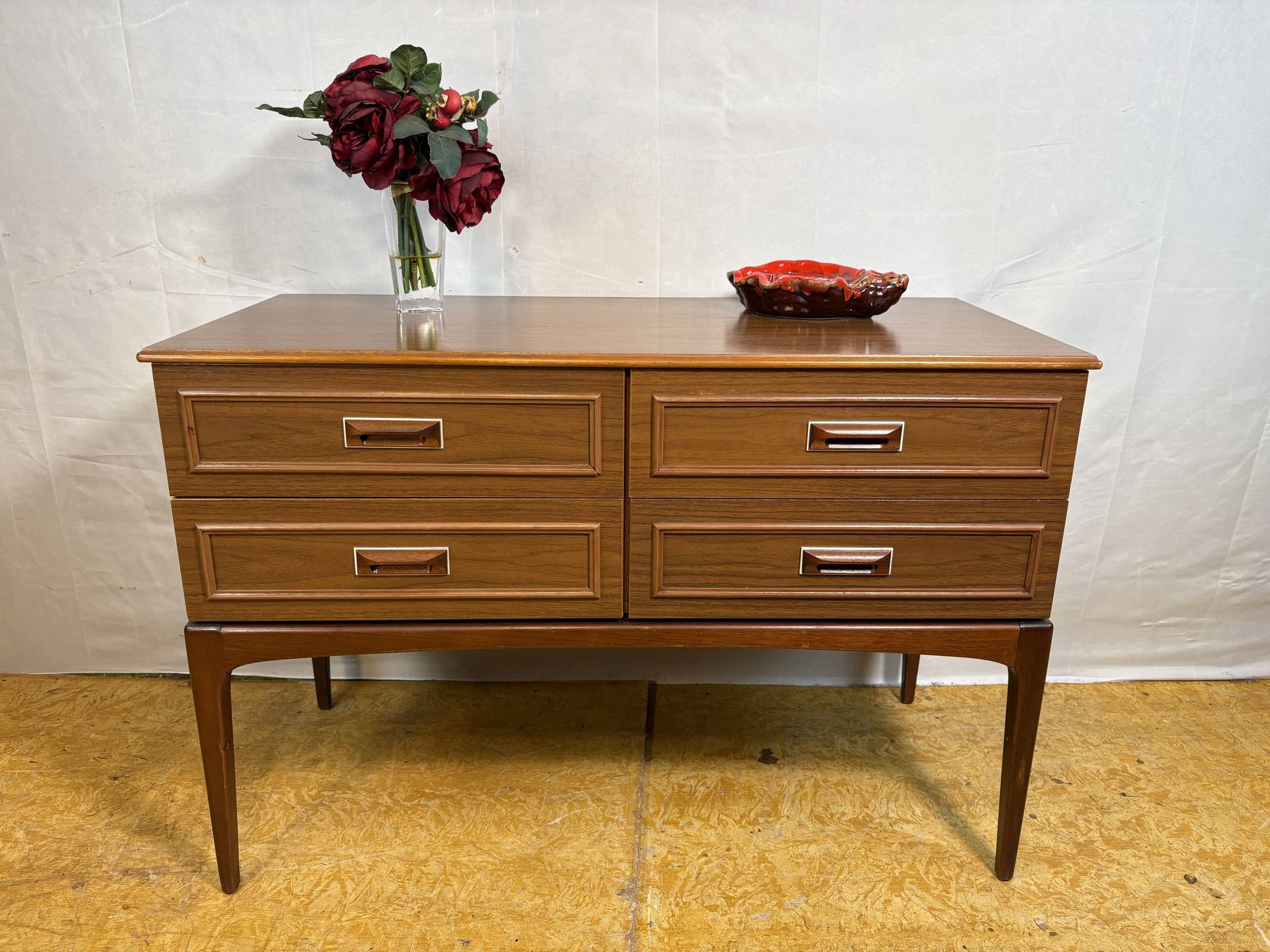 Mid-Century Retro Vintage Sideboard by Europa Furniture 1960  Four Drawers