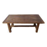 Vintage rustic coffee table in waxed wood and screen printing