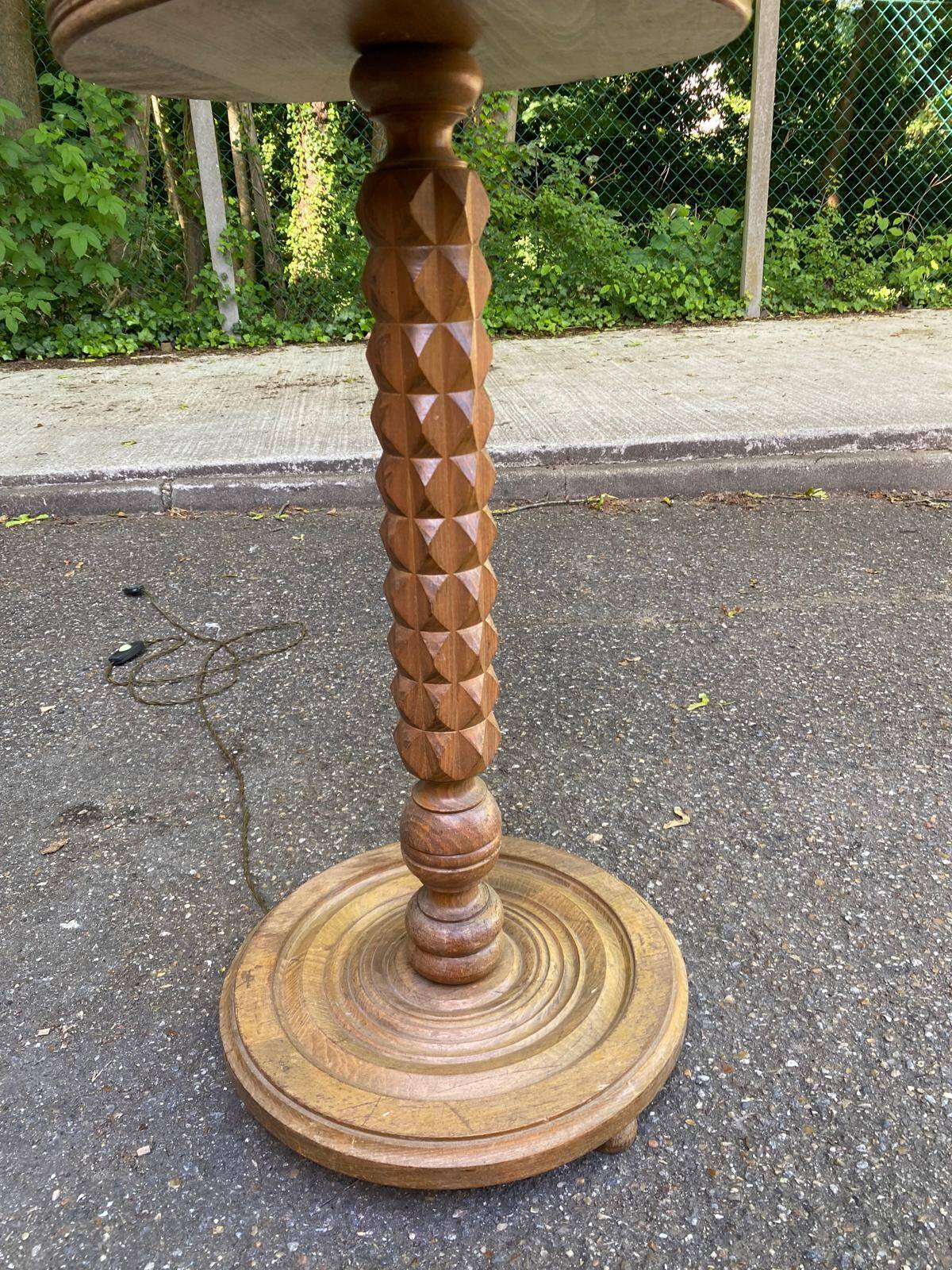 Art Deco floor lamp in solid wood in the style of Charles Dudouyt 1950