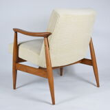 Restored scandinavian armchair "Kedziorek", 1960s, cream Cord, teak