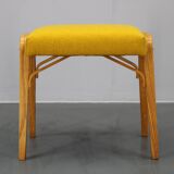 1960s Wooden Restored Stool ,Czechoslovakia