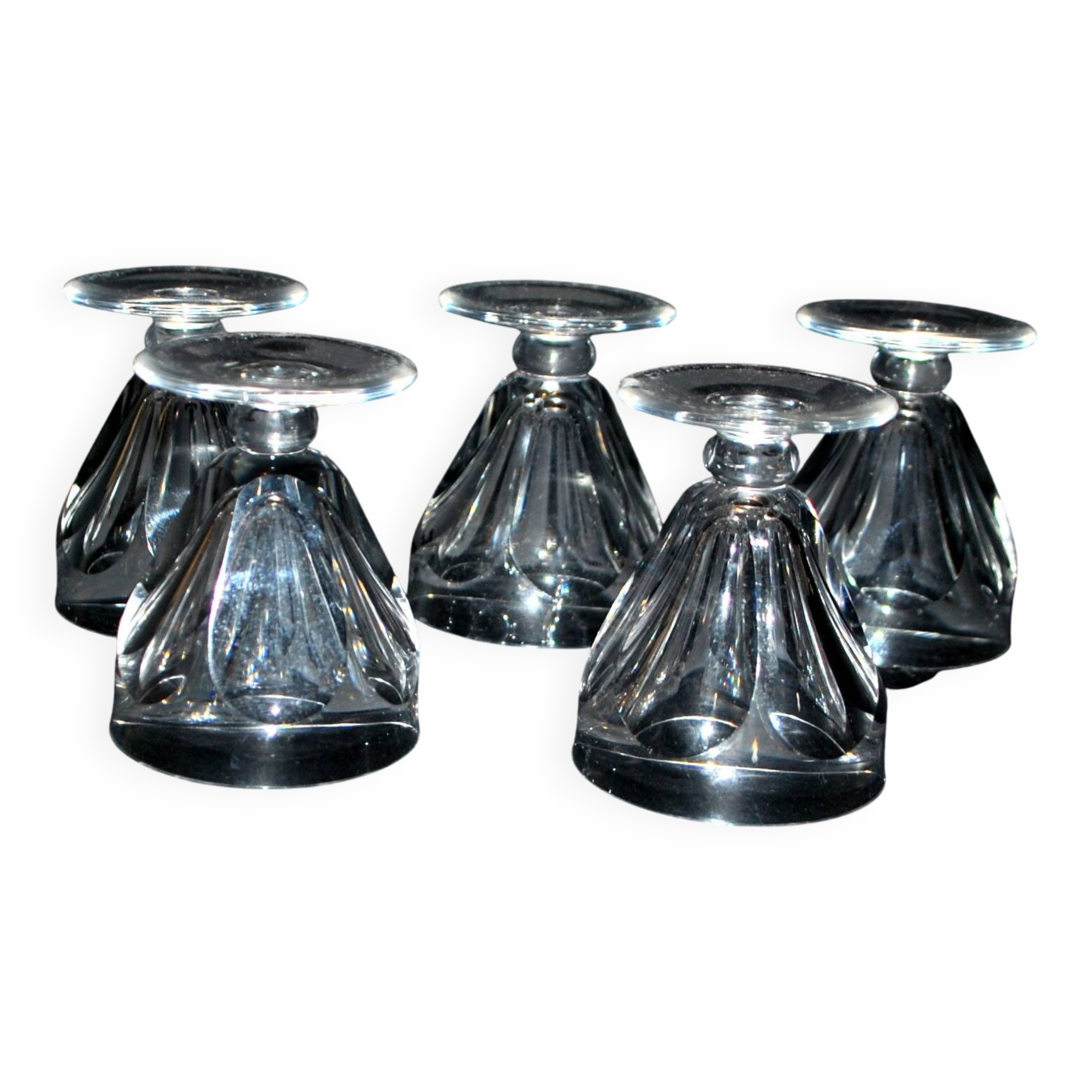 Set of 5 talleyrand liqueur glasses in baccarat crystal 6cm flat ribs harcourt