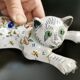 Bouquetière d'applique chat faïence desvres géo martel décor flowers