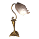 antique art nouveau bronze lamp with molded glass petals 43x25 cm