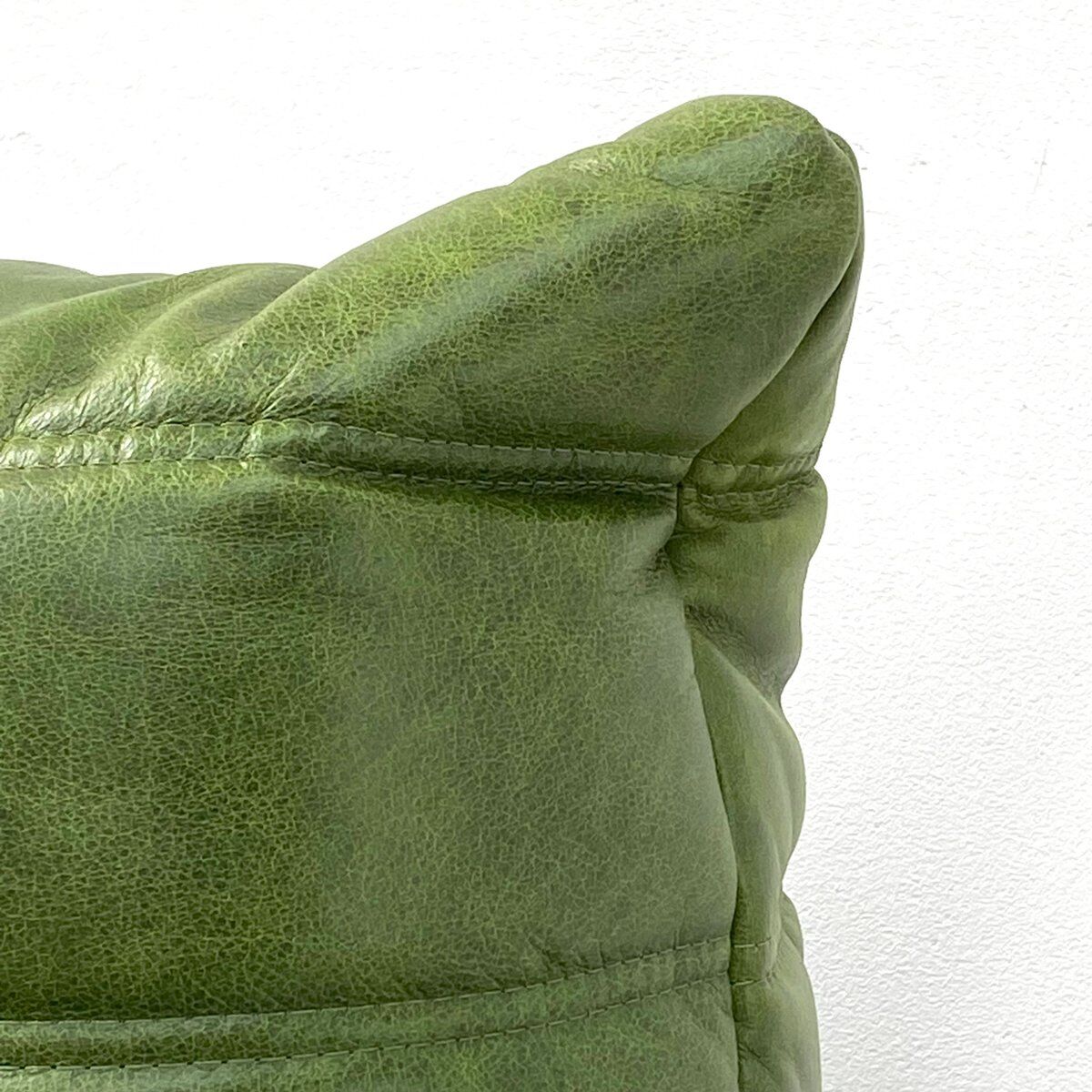 Togo lounge chair in forest green leather attributed to Michel Ducaroy for Ligne Roset