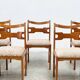 Set of six sculptural beech wood Italian dining chairs